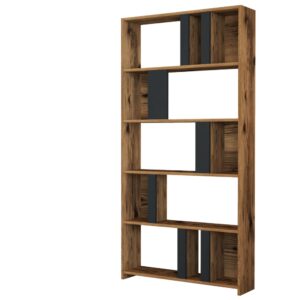 wohnli-moebel-suche-M26164578 Wohnli Möbelsuche - Bücherregal mit 5 Regalen und Walnuss- und Anthrazitgrauholz-Effekt