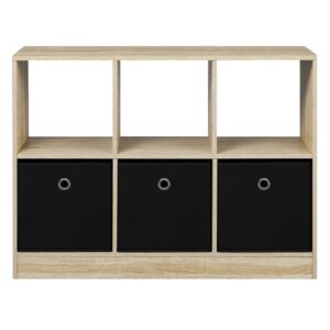 Wohnli Möbelsuche - Regal aus Holzwerkstoff mit 3 Stoffboxen 80x30x61cm