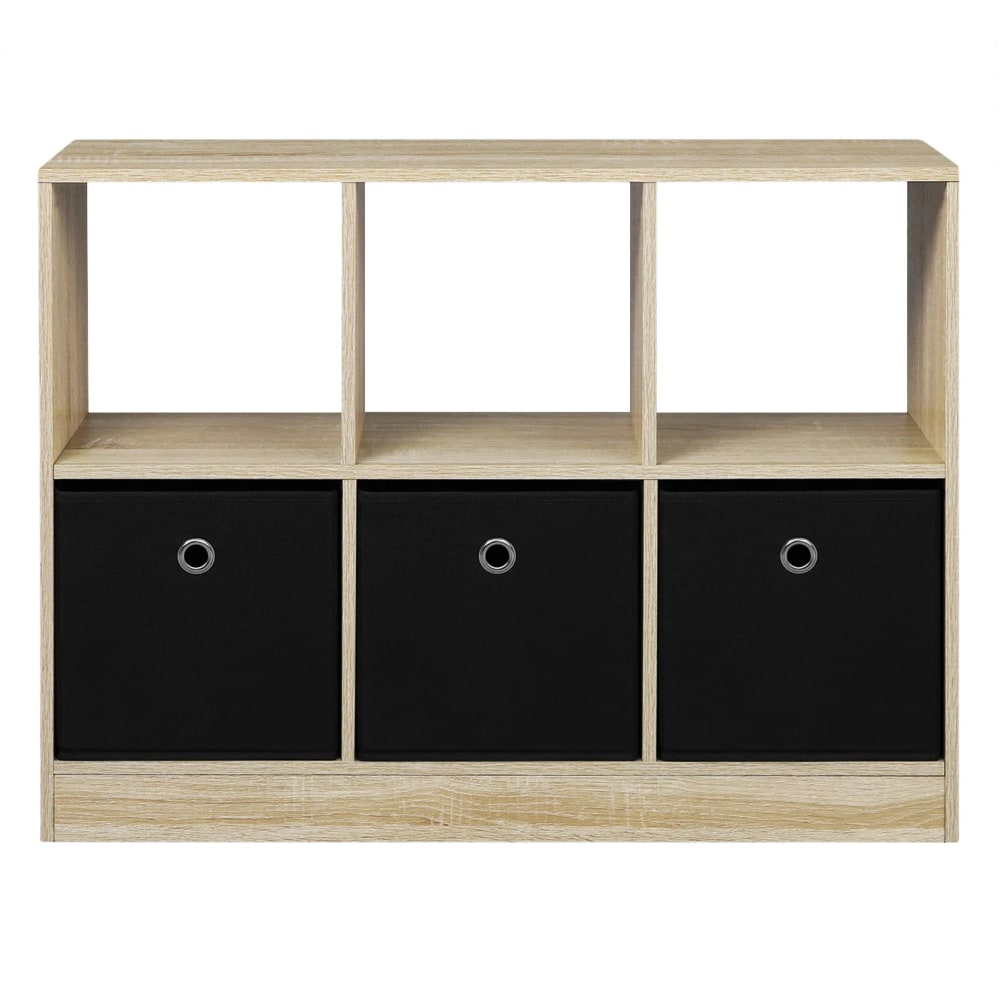 wohnli-moebel-suche-M26165452 Wohnli Möbelsuche - Regal aus Holzwerkstoff mit 3 Stoffboxen 80x30x61cm