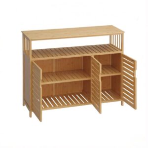 wohnli-moebel-suche-M26166724 Wohnli Möbelsuche - Sideboard aus Bambus mit offenem Regal und Türen 100x35x82 cm