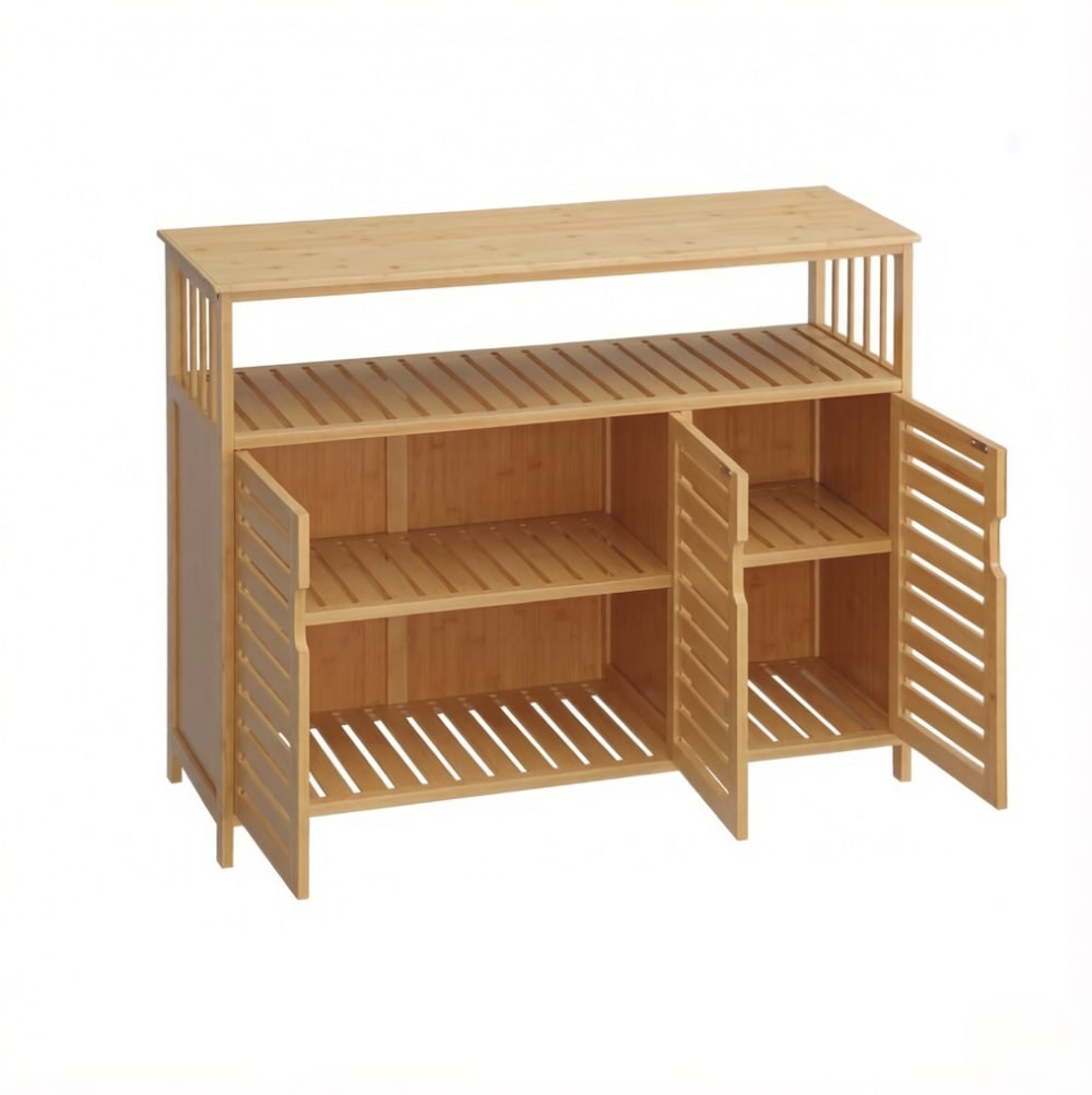 wohnli-moebel-suche-M26166724 Wohnli Möbelsuche - Sideboard aus Bambus mit offenem Regal und Türen 100x35x82 cm