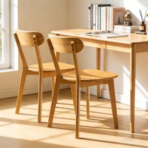 Set mit 2 Stühlen aus Holz hell Holzfarbe gebogene Rückenlehne 50x78x40cm Holz Braun Hauss Spole Möbel Esszimmermöbel Stühle