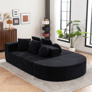 Modulares Sofa aus Chenille schwarz 263x171x66 cm 261x58x168cm Samt Schwarz Hauss Spole Sofas und Sessel Sofas Wohnlandschaften