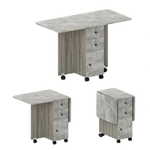 wohnli-moebel-suche-M26166742 Wohnli Möbelsuche - Klapptisch mit Schubladen aus Spanplatte grau 120x60x76