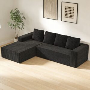 Modulares Ecksofa aus Cordstoff schwarz 261x168x58 cm 261x58x168cm PES - Polyester Schwarz Hauss Spole Sofas und Sessel Sofas Ecksofas