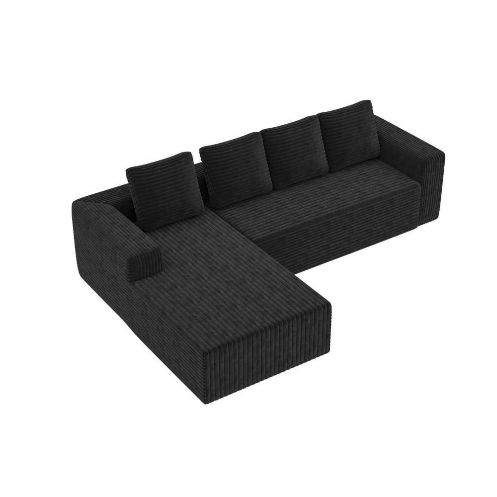 Wohnli Möbelsuche - Modulares Ecksofa aus Cordstoff schwarz 261x168x58 cm