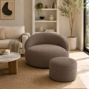 wohnli-moebel-suche-M26166783-1 Sitzsack XXL mit abnehmbarem Cordbezug 110x100 cm + Fußhocker braun 110x67x100cm Samt Braun Bananair Sofas und Sessel Sessel, Poufs und Fußbänke Sitzsäcke