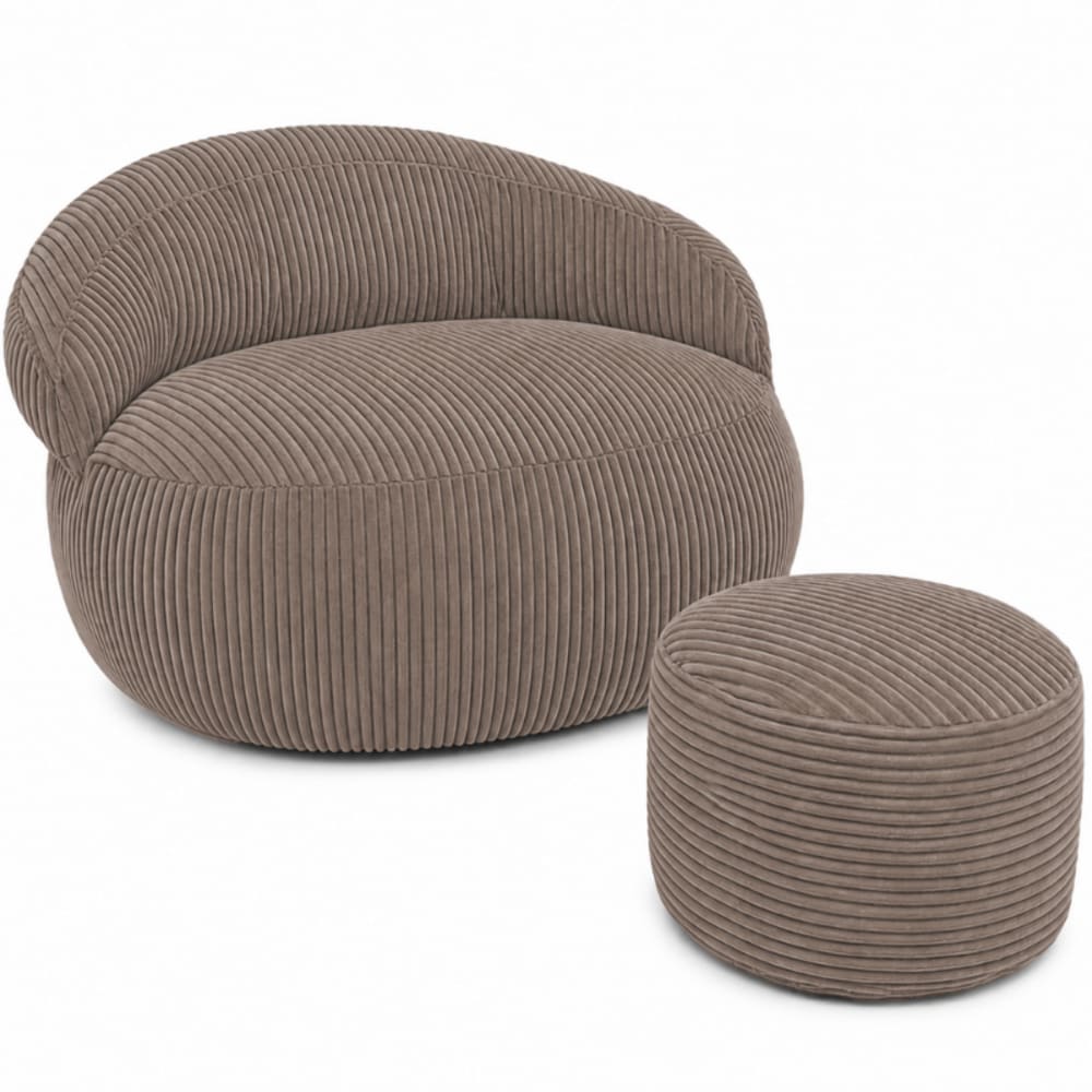 wohnli-moebel-suche-M26166783 Wohnli Möbelsuche - Sitzsack XXL mit abnehmbarem Cordbezug 110x100 cm + Fußhocker braun