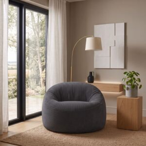 Sitzsack mit abnehmbarem Bezug aus Breitcord 100 cm dunkelgrau 100x60x100cm Samt Grau Bananair Sofas und Sessel Sessel, Poufs und Fußbänke Sitzsäcke