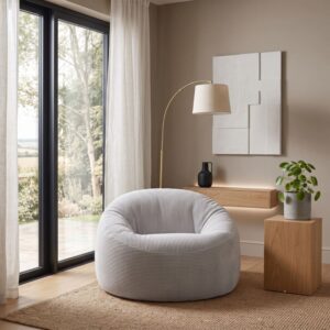 Sitzsack mit abnehmbarem Bezug aus Breitcord 100 cm hellgrau 100x60x100cm Samt Grau Bananair Sofas und Sessel Sessel, Poufs und Fußbänke Sitzsäcke