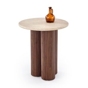 wohnli-moebel-suche-M26166820 Wohnli Möbelsuche - Beistelltisch in Walnuss- und Travertinoptik mit runder Platte 50 cm