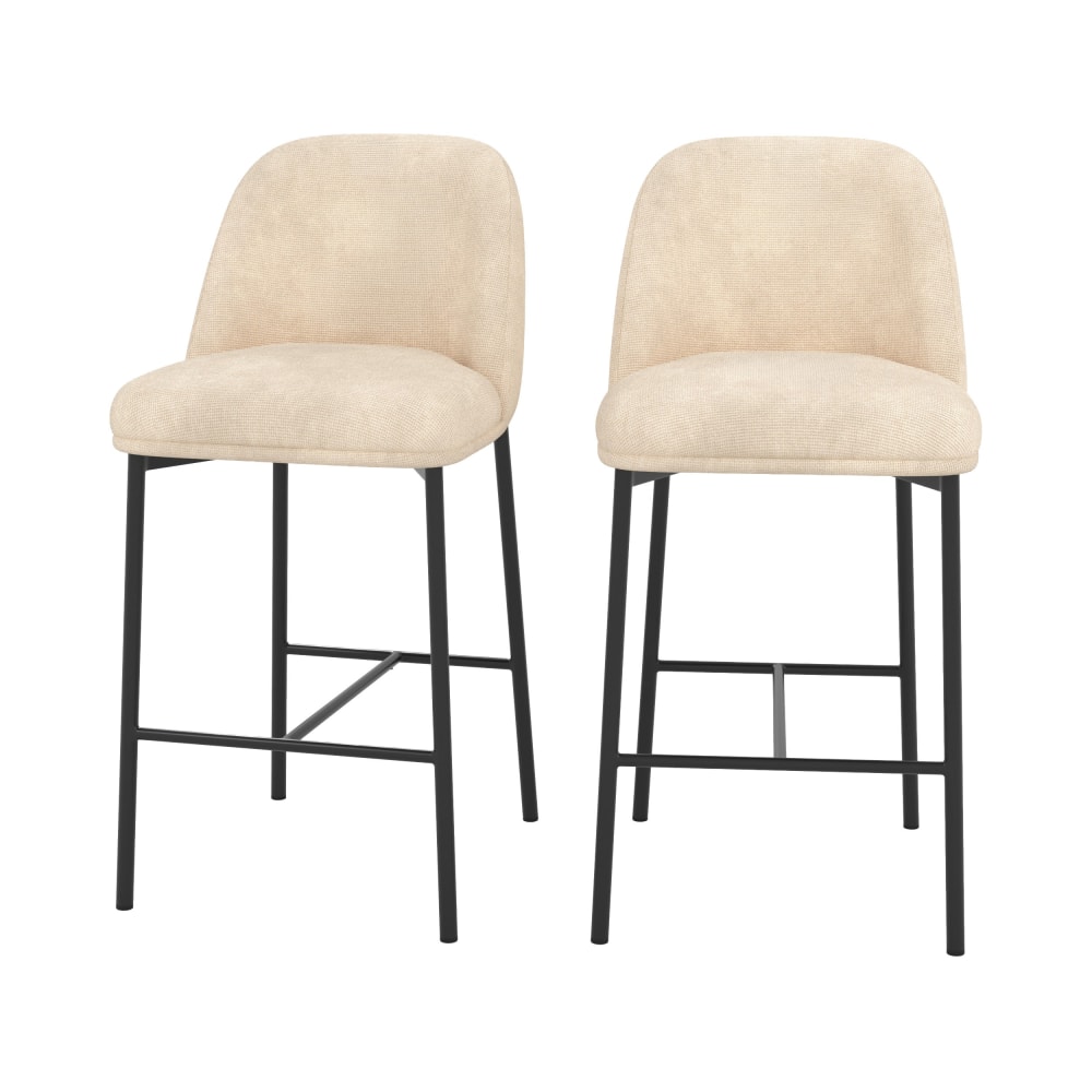 wohnli-moebel-suche-M26166867 Wohnli Möbelsuche - 2er Set Stühle für Kücheninsel 67 cm aus beigem Stoff