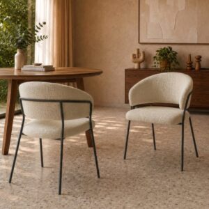 wohnli-moebel-suche-M26166869-1 Set aus 2 Stühlen aus beigem Stoff mit schwarzen Metallbeinen 58x81x52cm Stoff Beige Maison Pavane Möbel Esszimmermöbel Stühle