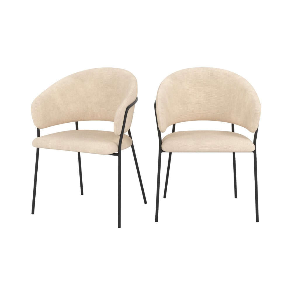 wohnli-moebel-suche-M26166869 Wohnli Möbelsuche - Set aus 2 Stühlen aus beigem Stoff mit schwarzen Metallbeinen