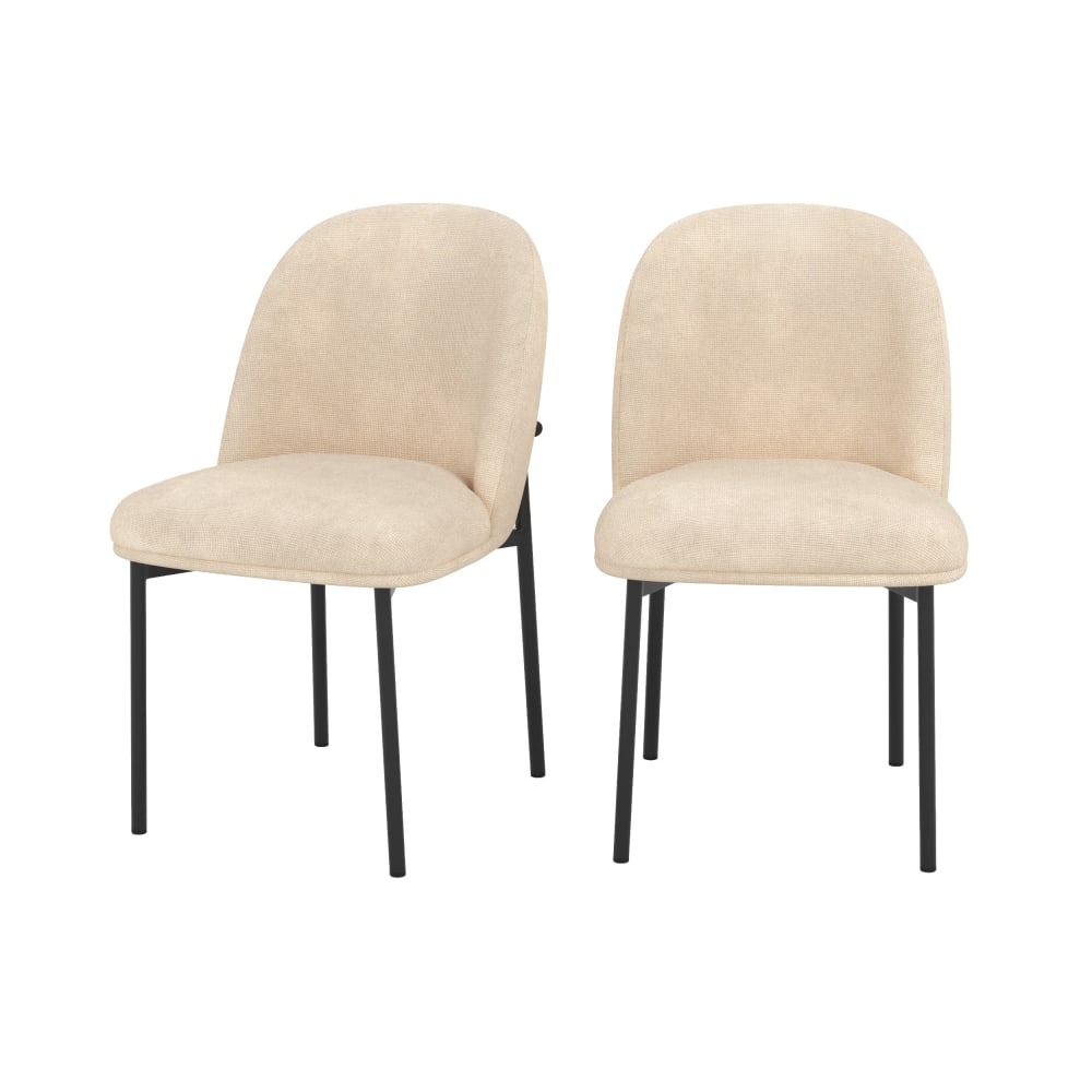 wohnli-moebel-suche-M26166872 Wohnli Möbelsuche - Set aus 2 Stoffstühlen in Beige mit schwarzen Metallbeinen