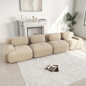 wohnli-moebel-suche-M26166877 Wohnli Möbelsuche - Modulares 4-Sitzer Sofa aus Samt mit geschwungenen Armlehnen