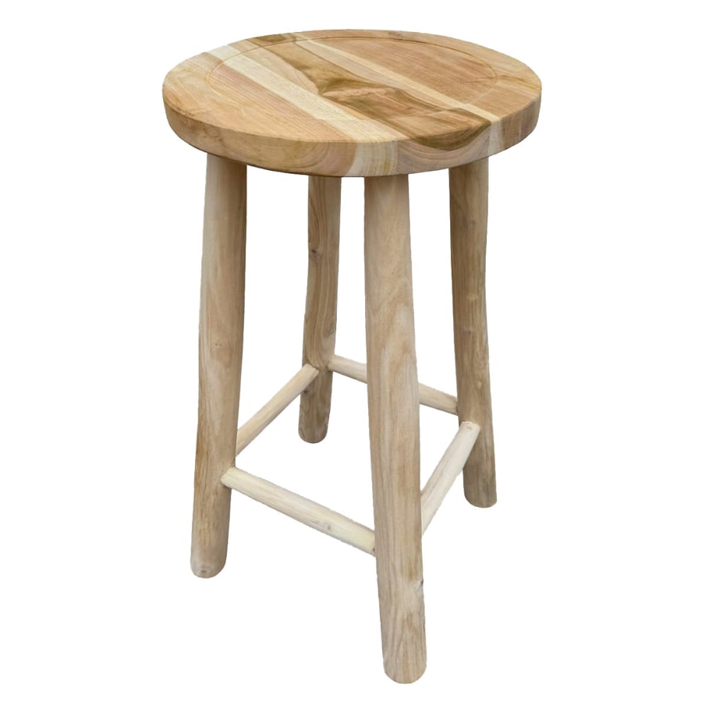 wohnli-moebel-suche-M26167011 Wohnli Möbelsuche - Hoher Barhocker aus massivem Teakholz mit runder Form 65 cm
