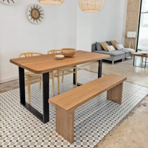Bank aus Massivholz fürs Bettende/Wohnzimmer in Eichenoptik 100 cm 100x45x30cm Holz Braun NATYAL Möbel Esszimmermöbel Sitzbank und Holzbank