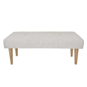 wohnli-moebel-suche-M26167028 Wohnli Möbelsuche - Polsterhocker fürs Bettende in Perlgrau mit Holzbeinen 100 cm