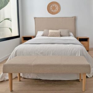 wohnli-moebel-suche-M26167030-1 Polsterbank Isaba fürs Bettende in Taupe mit Holzbeinen 120 cm 120x40x40cm Stoff Braun NATYAL Möbel Esszimmermöbel Sitzbank und Holzbank
