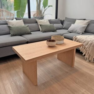 Rechteckiger Couchtisch aus Massivholz in heller Holzoptik 120 cm 120x40x60cm Holz Beige NATYAL Möbel Wohnzimmermöbel Couchtische