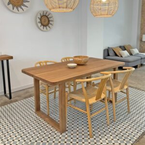 wohnli-moebel-suche-M26167068-1 Rechteckiger Esstisch aus Massivholz in Eichenoptik 160cm 160x75x5cm Holz Braun NATYAL Möbel Esszimmermöbel Esstische