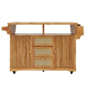 wohnli-moebel-suche-M26167379 Wohnli Möbelsuche - Klappbarer Servierwagen in Holzoptik mit PE-Rattan-Schubladen