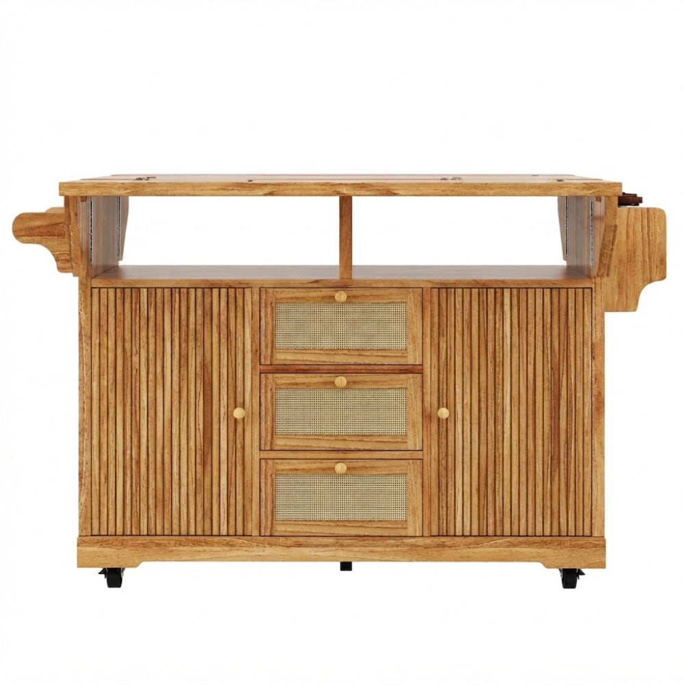 wohnli-moebel-suche-M26167379 Wohnli Möbelsuche - Klappbarer Servierwagen in Holzoptik mit PE-Rattan-Schubladen