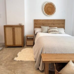 wohnli-moebel-suche-M26167420-1 Schuhschrank aus Massivholz in Eichenoptik mit Türen aus Raffia 80cm 80x100x40cm Holz Braun NATYAL Möbel Flurmöbel Schuhschränke