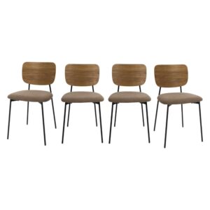 Wohnli Möbelsuche - 4er-Set Stühle aus geripptem Stoff in Taupe B44 cm