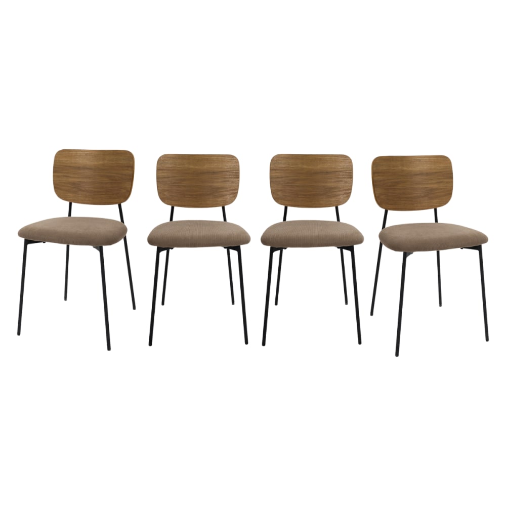 Wohnli Möbelsuche - 4er-Set Stühle aus geripptem Stoff in Taupe B44 cm