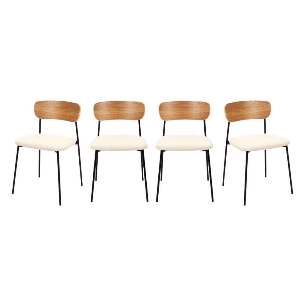 wohnli-moebel-suche-M26167497 Wohnli Möbelsuche - Set aus 4 Stühlen aus Bouclé-Stoff in Écru B46 cm - Beige