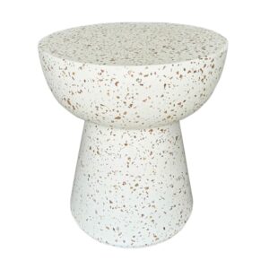 wohnli-moebel-suche-M26167507 Wohnli Möbelsuche - Niedriger Beistelltisch-Hocker aus weißem Terrazzo D. 40 x 45 cm