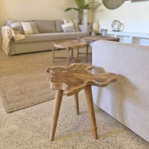 wohnli-moebel-suche-M26167509-1 Beistelltisch aus Teakholz unregelmäßig in Naturton 50x45 cm 50x45x40cm Holz Braun NATYAL Möbel Wohnzimmermöbel Beistelltische