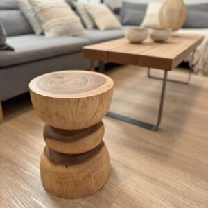 wohnli-moebel-suche-M26167510-1 Beistelltisch-Hocker aus Massivholz runde Form D. 30 x 40 cm 30x40x30cm Holz Braun NATYAL Möbel Wohnzimmermöbel Beistelltische