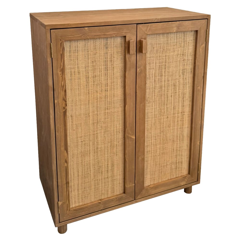 wohnli-moebel-suche-M26167514 Wohnli Möbelsuche - Sideboard aus Massivholz in Eichenoptik mit Türen aus Naturraffia 80cm