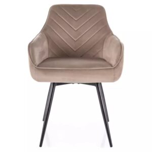 wohnli-moebel-suche-M26168207-1 Beiger „Songy“-Stuhl aus gestepptem Polyester-Samt 50x88x55cm Samt Beige MSO Möbel Esszimmermöbel Stühle