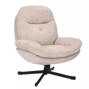Wohnli Möbelsuche - Um 360° drehbarer Sessel aus weichem Polyester-Stoff in Beige