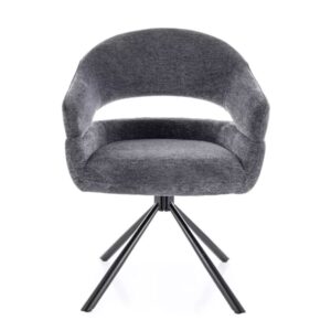 wohnli-moebel-suche-M26168214-1 Weicher Stoffstuhl mit um 180° drehbaren Designer-Armlehnen in Grau 58x87x58cm Stoff Grau MSO Möbel Esszimmermöbel Stühle