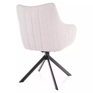 wohnli-moebel-suche-M26168215-1 Drehstuhl aus beigem Samtstoff und mattschwarzer Metallstruktur 61x86x61cm Samt Beige MSO Möbel Esszimmermöbel Stühle