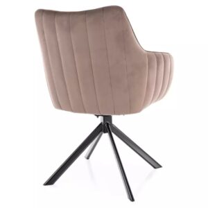 wohnli-moebel-suche-M26168216-1 Drehstuhl aus Cappuccino-Samtstoff 44x86x61cm Samt Braun MSO Möbel Esszimmermöbel Stühle