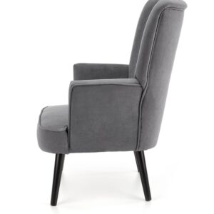 Moderner Sessel aus grauem Samt und schwarzen Massivholzbeinen 70x100x75cm Samt Grau MSO Sofas und Sessel Sessel, Poufs und Fußbänke Sessel