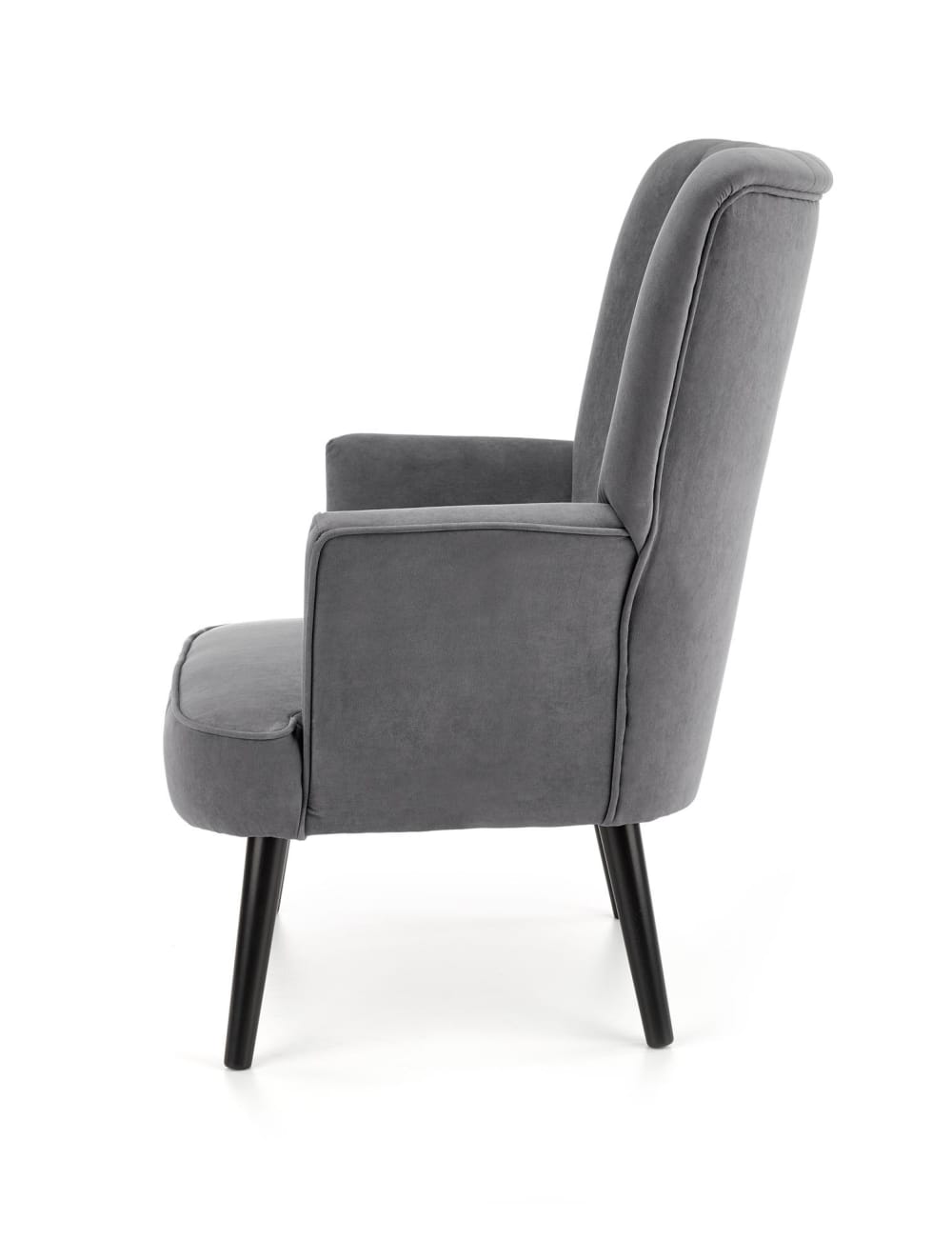 Moderner Sessel aus grauem Samt und schwarzen Massivholzbeinen 70x100x75cm Samt Grau MSO Sofas und Sessel Sessel, Poufs und Fußbänke Sessel
