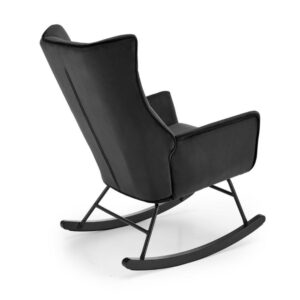 wohnli-moebel-suche-M26168223-1 Design-Schaukelstuhl aus schwarzem Polyester-Samt mit Armlehnen 63x92x70cm Samt Schwarz MSO Sofas und Sessel Sessel, Poufs und Fußbänke Sessel