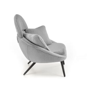wohnli-moebel-suche-M26168246-1 Design-Loungesessel aus grauem Stoff mit Stahlfüßen 90x95x80cm Stoff Grau MSO Sofas und Sessel Sessel, Poufs und Fußbänke Sessel