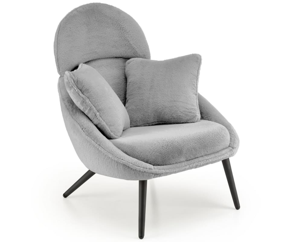 Wohnli Möbelsuche - Design-Loungesessel aus grauem Stoff mit Stahlfüßen