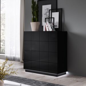 wohnli-moebel-suche-M26168268-1 Designer-Kommode in glänzendem Schwarz LED optional 45x104x91cm Holz Schwarz MSO Möbel Schlafzimmermöbel Kommoden