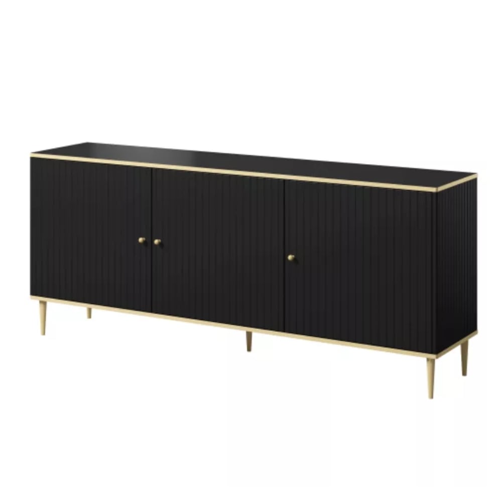 wohnli-moebel-suche-M26168298 Wohnli Möbelsuche - Designer-Sideboard in Mattschwarz mit goldfarbenen Beinen