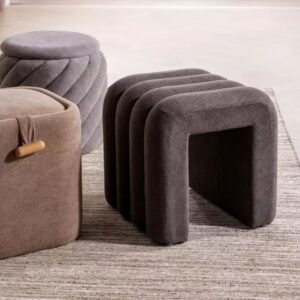 Viper-Stoff-Pouf – Grau 38x40x38cm Stoff Grau MSO Sofas und Sessel Sessel, Poufs und Fußbänke Sitzsäcke