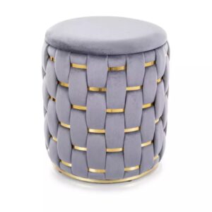 wohnli-moebel-suche-M26168311 Wohnli Möbelsuche - Runder Pouf aus grauem Polyester-Samt